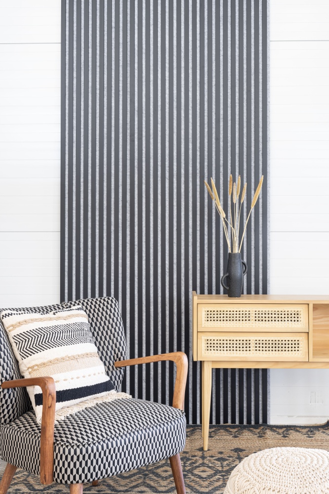 Acoustic panel 3000 x 400 mm Black - Acoustic felt Grey - Wall panelling Acoustic panel 3000 x 400 mm Black - Acoustic felt Grey - Wall panelling