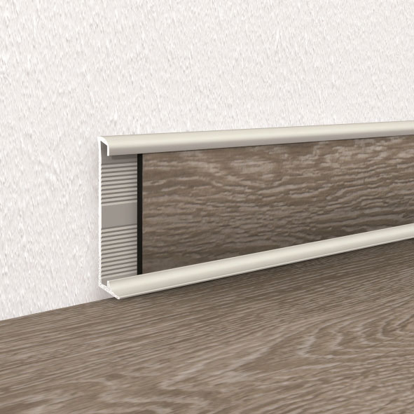 Aluminium-Sockelleiste 379 mit Einschub 4-5 mm - Silber