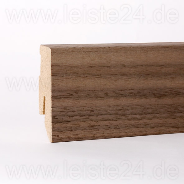 Furnier-Sockelleiste 60 mm Nussbaum roh
