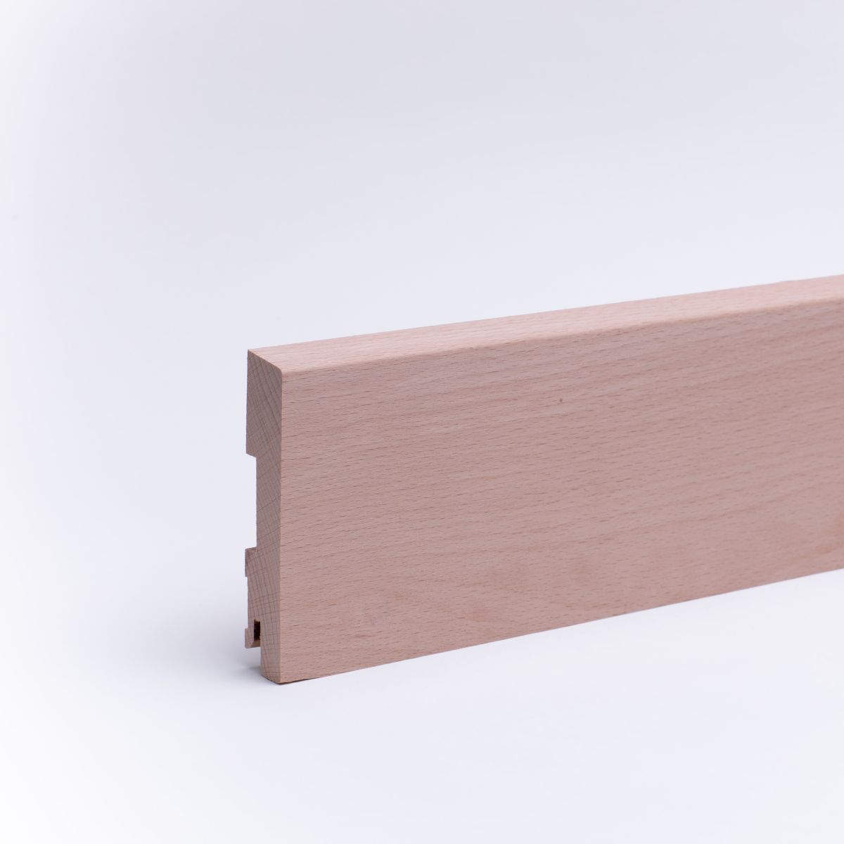 Solid wood skirting board beveled 100mm - raw beech