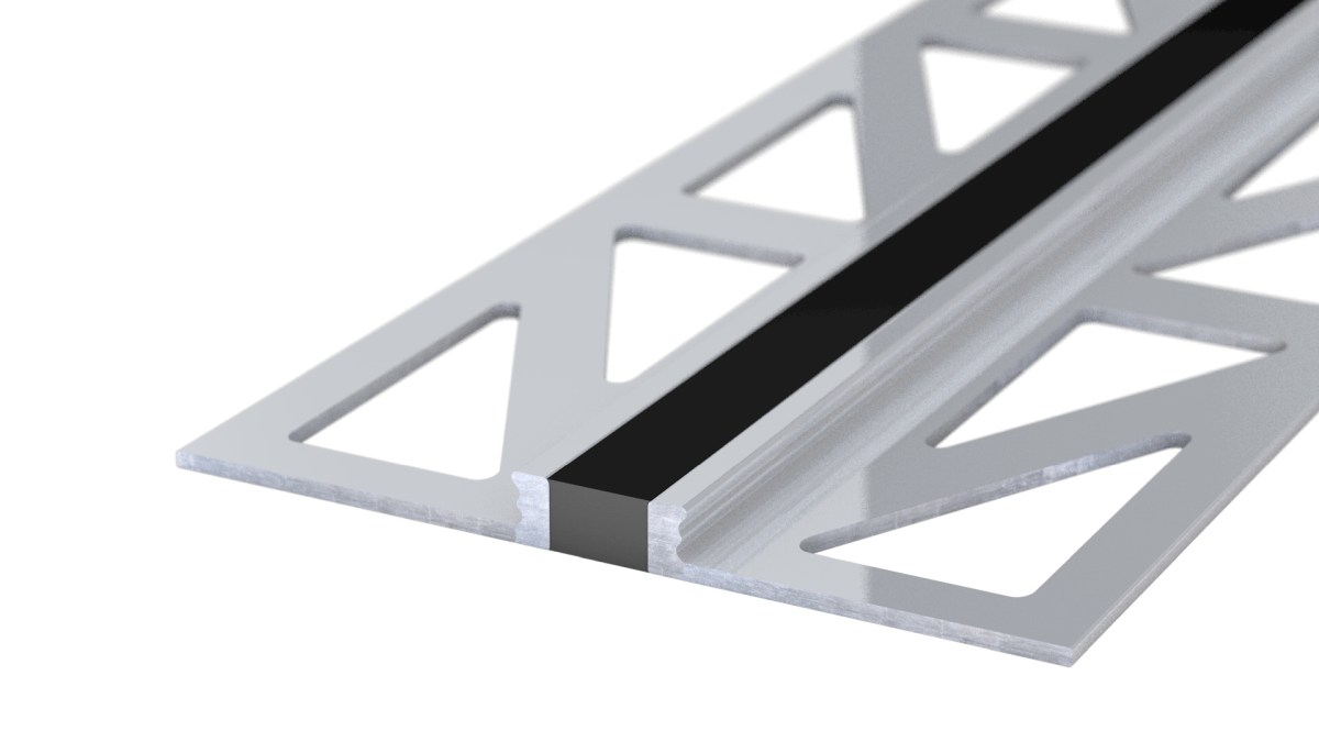 Aluminium expansion joint profile - EPDM joint - for 3mm coverings - Black 3m