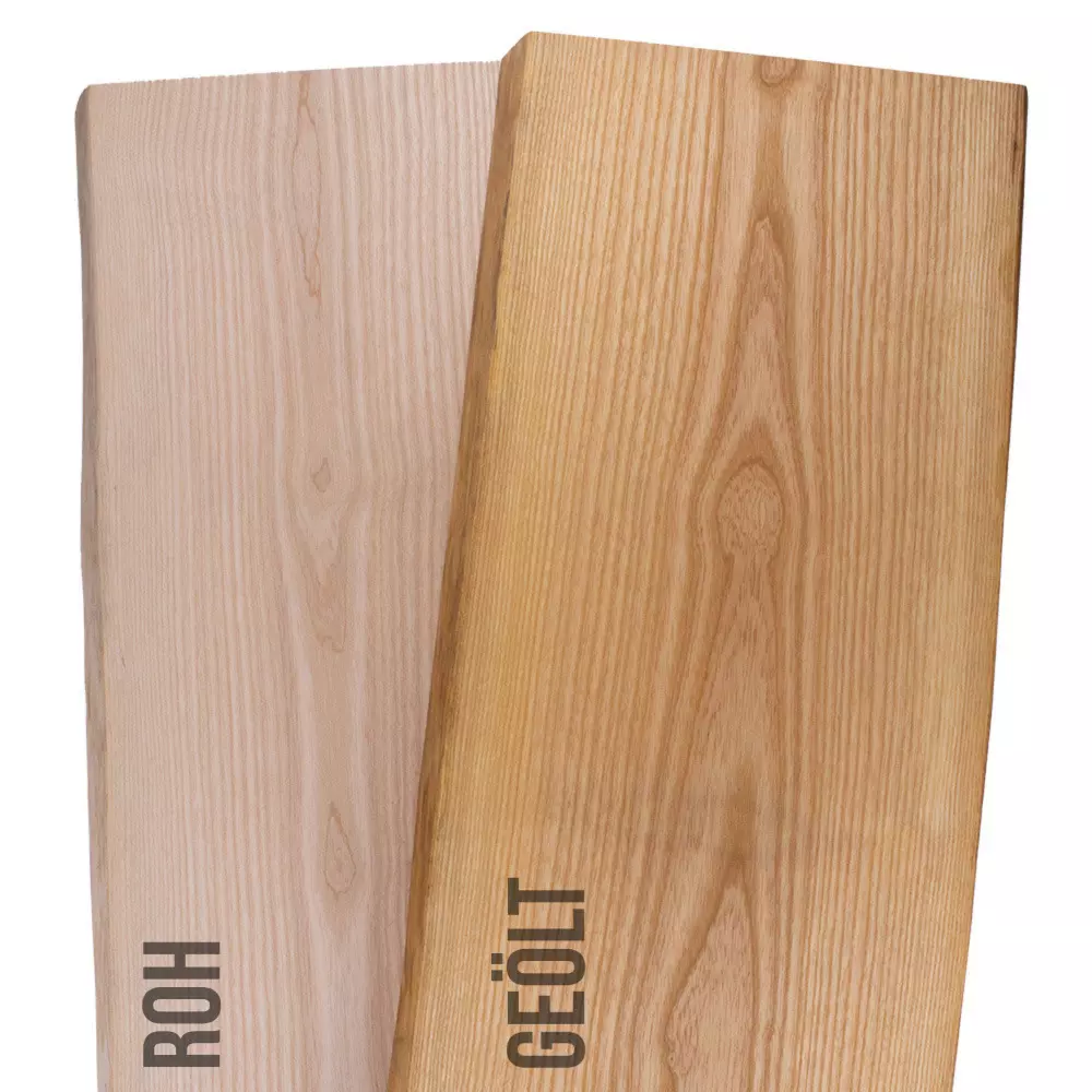 Baumscheibe, Esche Massivholzplatte 20-25 cm - beidseitige Baumkante