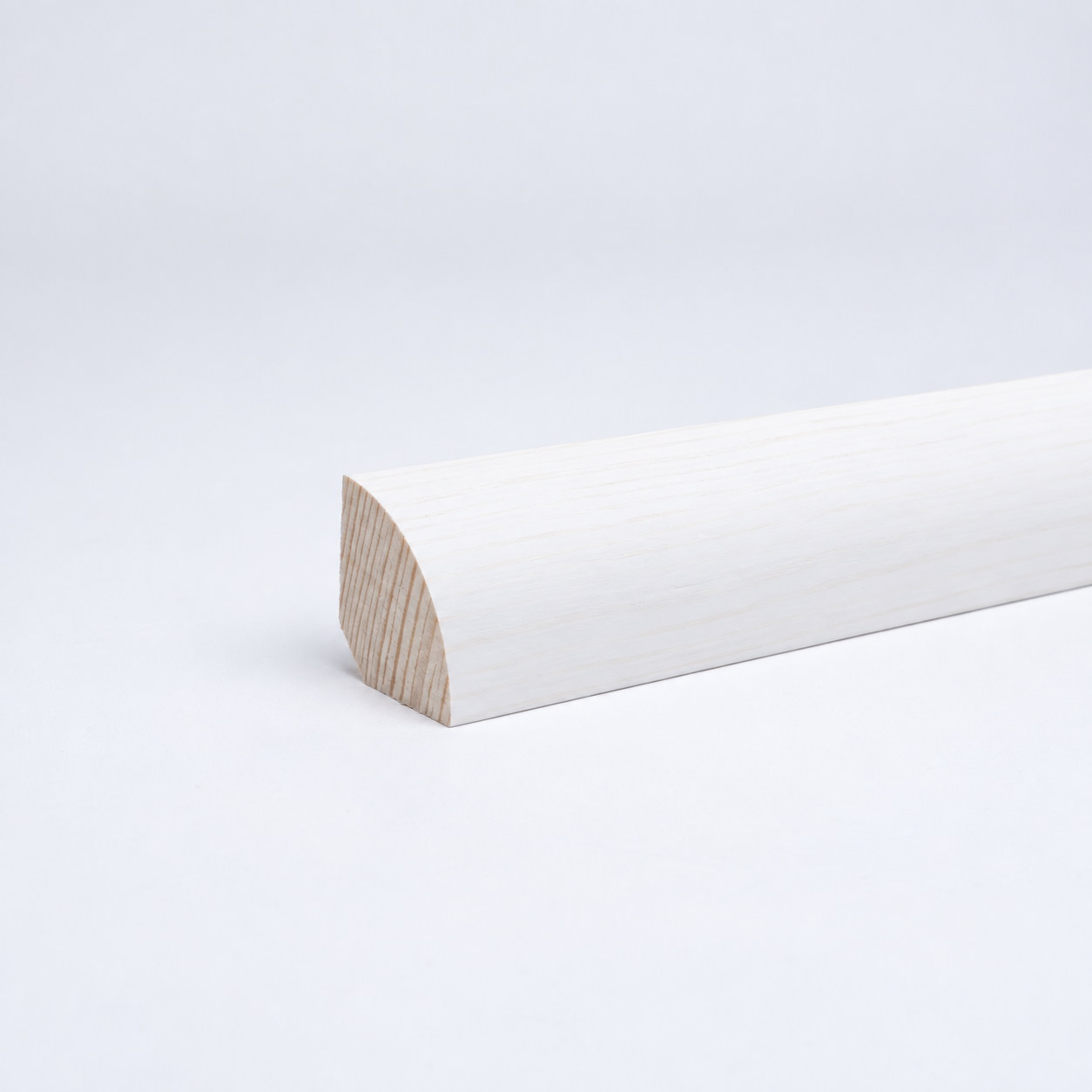 Viertelstableiste Massivholz 12 × 12 mm – Weiß lackiert RAL9010