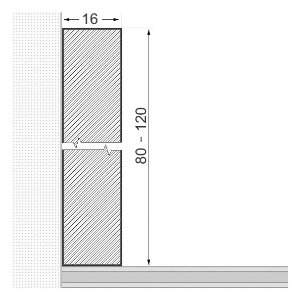 Solid wood skirting board 100x16mm square - raw oak Solid wood skirting board 100x16mm square - raw oak