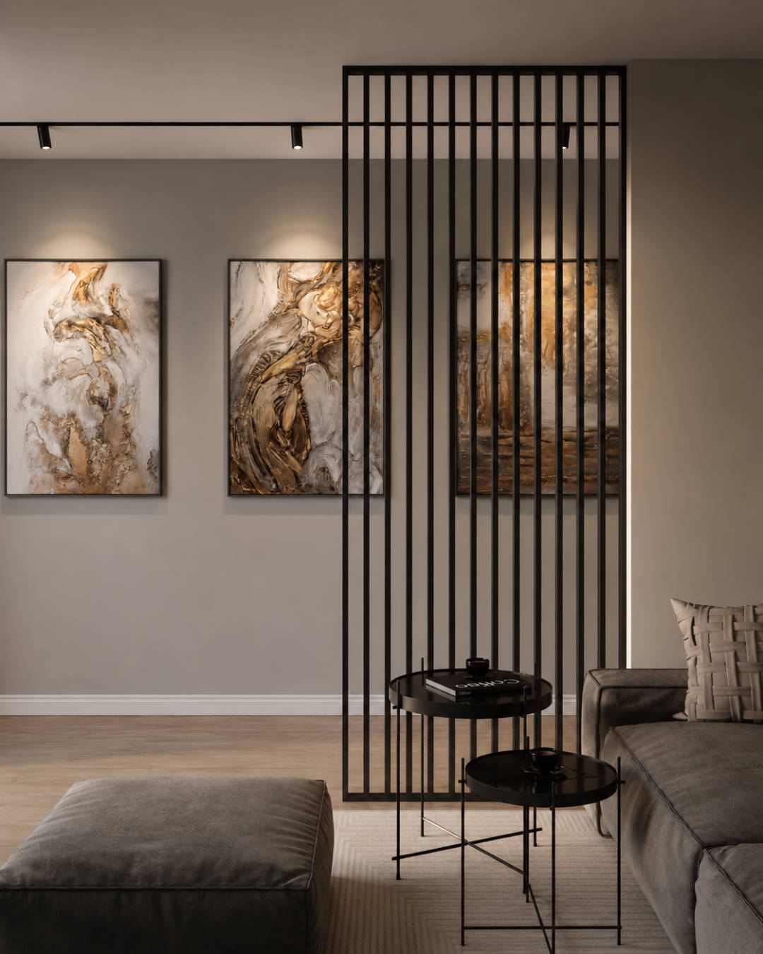 Room divider/ slat wall 580 x 2750 x 65 mm black
