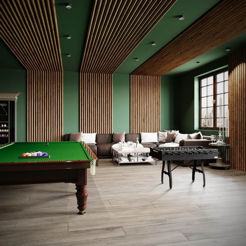 Acoustic panel K2 2600 x 400 mm - Acoustic felt Black - Oak natural
