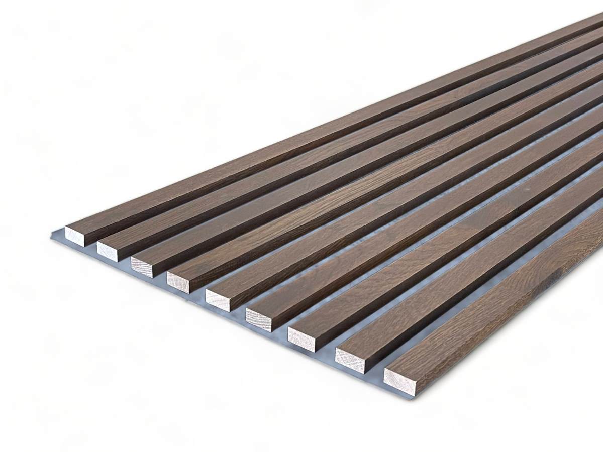 Massivholz Akustikpaneele Grau 2600 x 400 mm Eiche natur - Choc Brown