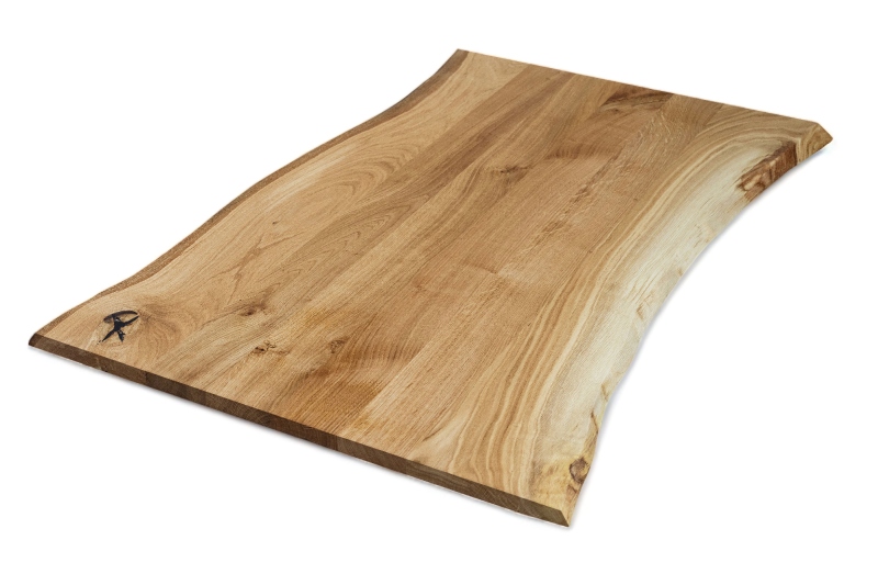 Tree slice, oak slab 40 mm solid wood with tree edge - continuous slat Tree slice, oak slab 40 mm solid wood with tree edge - continuous slat