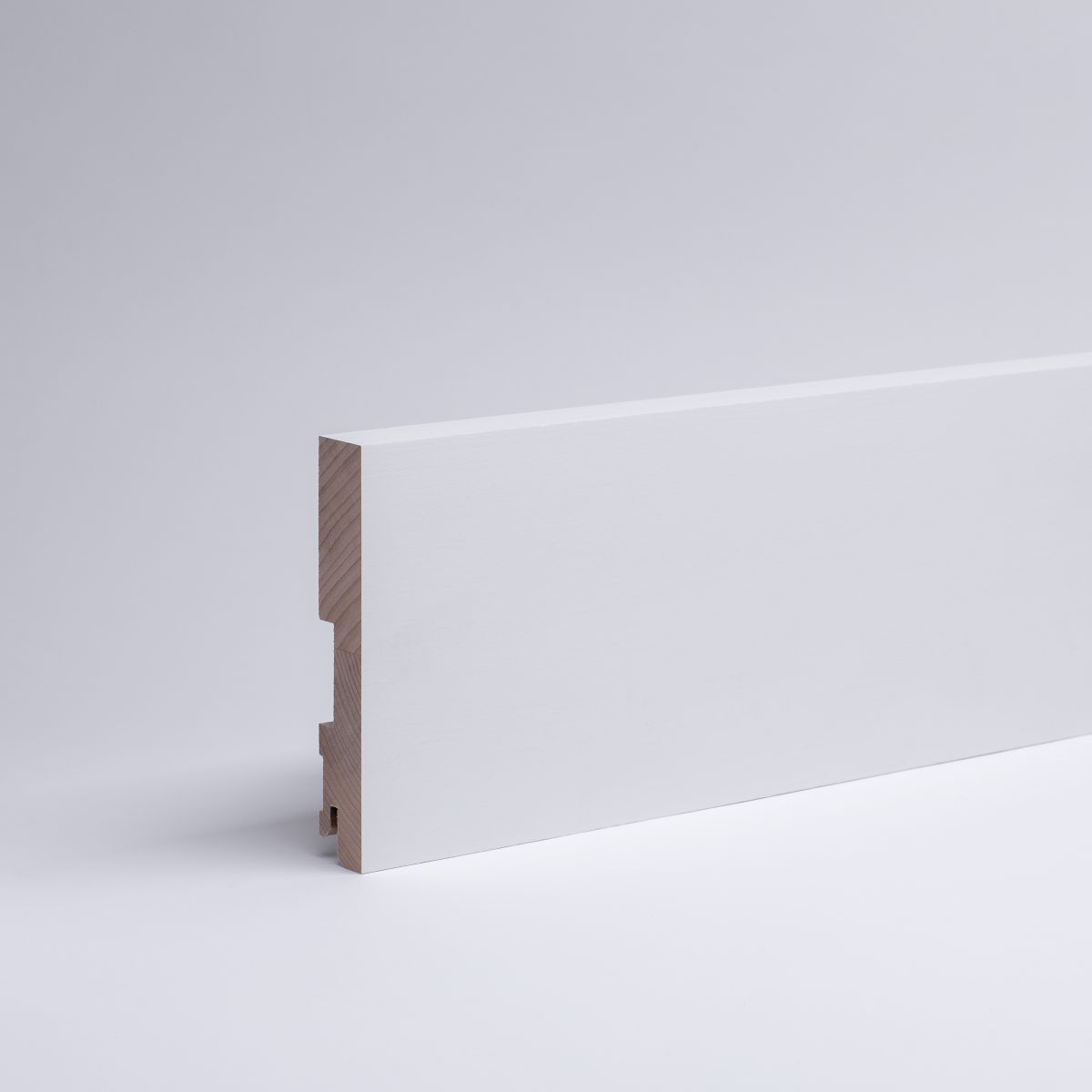 Vierkant Massivholz-Sockelleisten 120 mm - Weiß RAL 9010