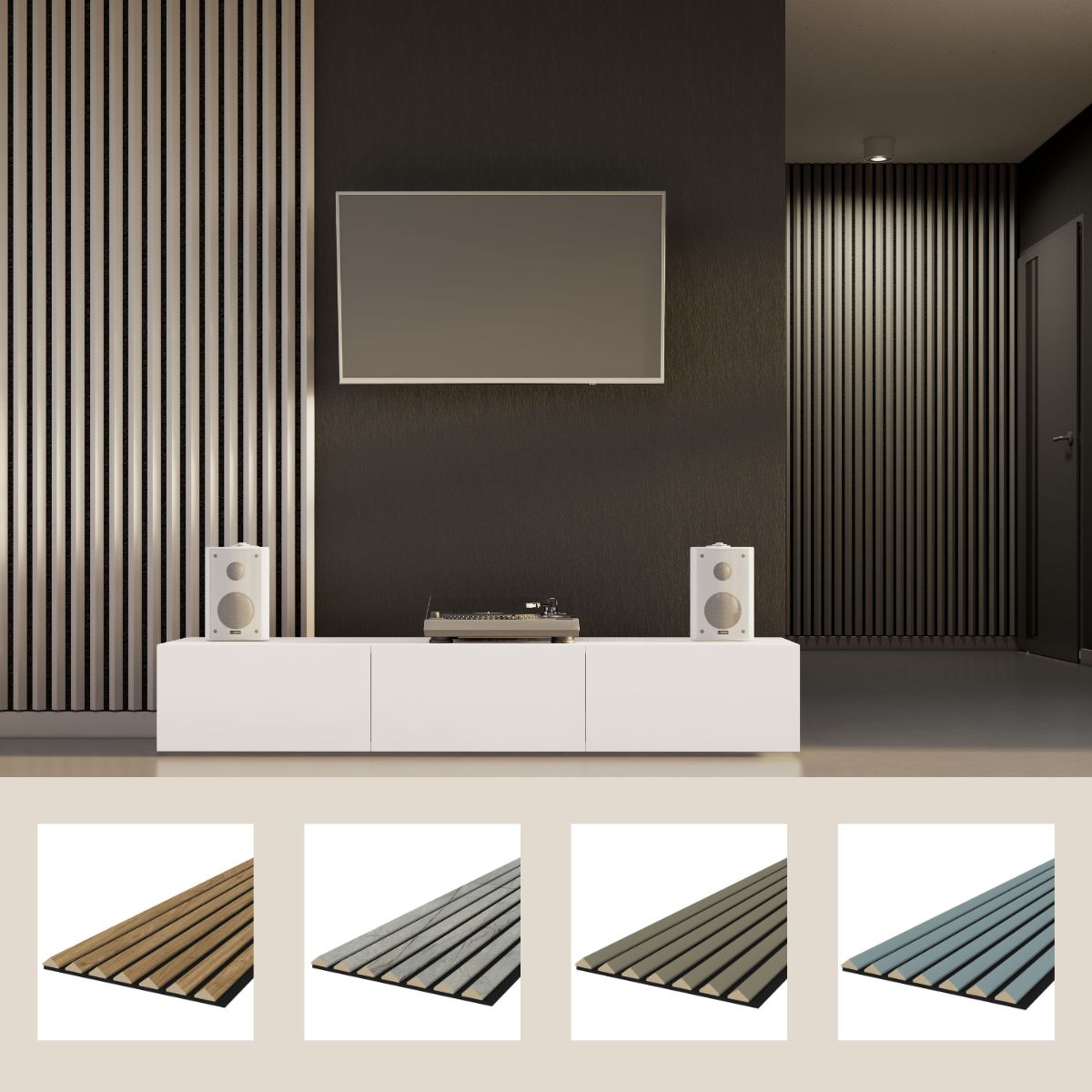 Akustikpaneel K2 - Filzfarbe Schwarz 2600x400mm - verschiedene Farben