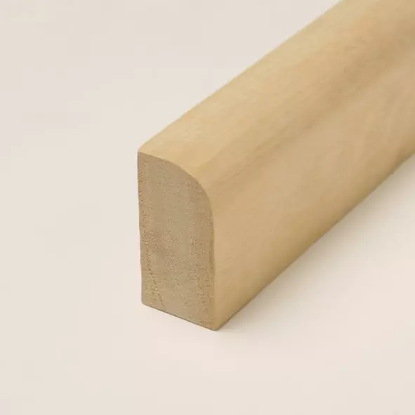 Solid wood skirting 40mm with rounded front edge varnished maple