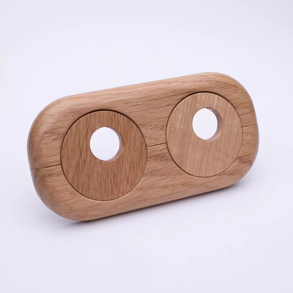 Echtholz-Doppelheizkörperrosette Eiche lackiert 15 mm