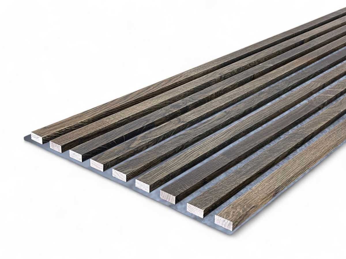 Massivholz Akustikpaneele Grau 2600 x 400 mm Eiche natur - Wenge-Oil