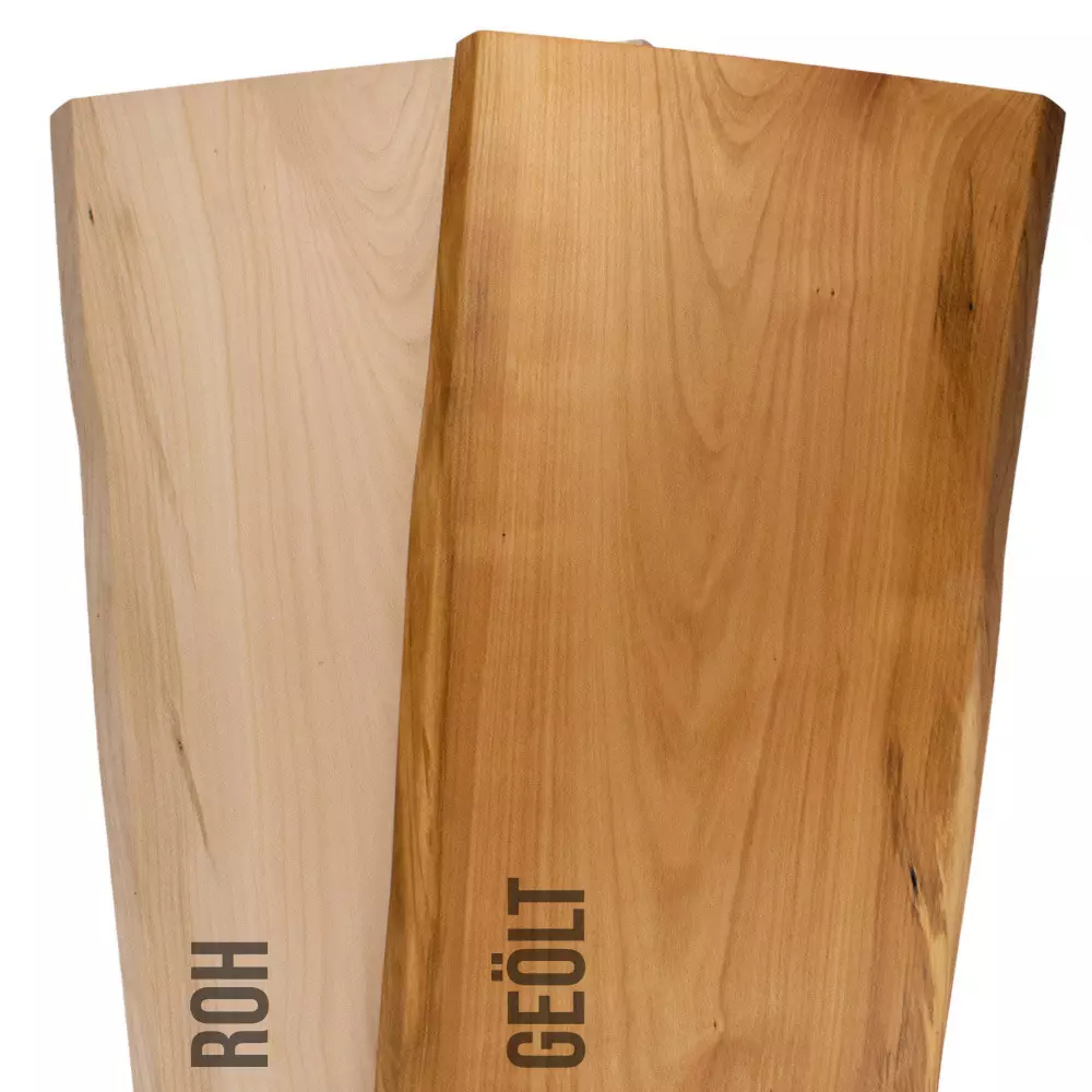 Baumscheibe, Kirschbaum Massivholzplatte 18 - 25 cm - beidseitige Baumkante