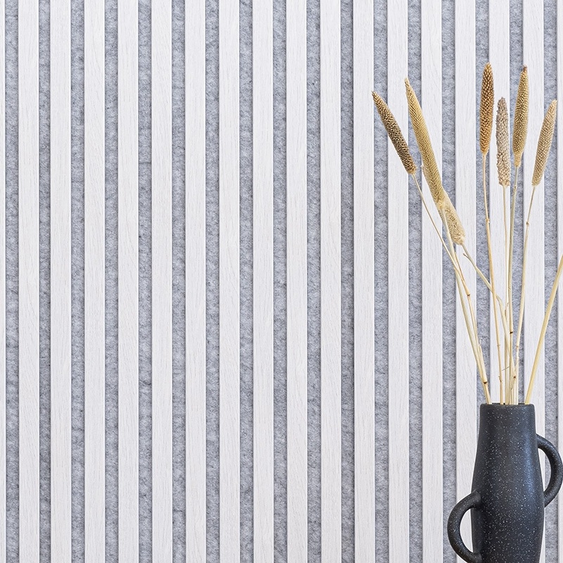Acoustic+ Acoustic Panel Vintage Oak 2600 x 400 mm - Acoustic Felt Gray