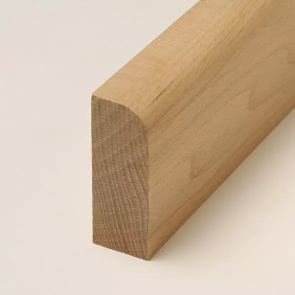 solid wood skirting 120mm with rounded front edge varnished beech