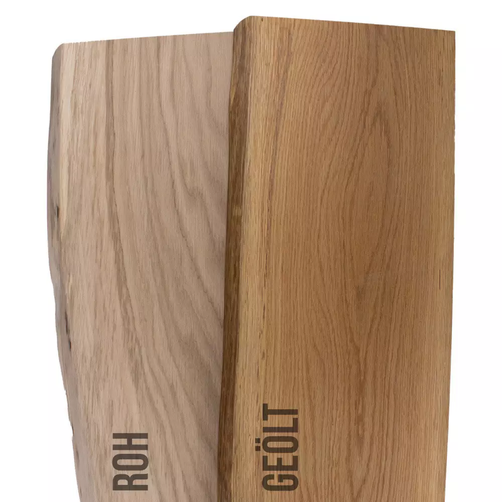 Eichenbrett rustikal 40 mm einseitig Baumkante  - Tiefe 20 cm