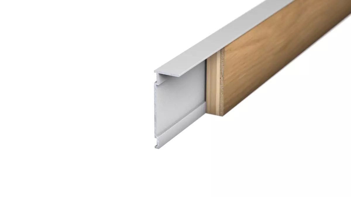 Aluminum skirting silver vinyl floor 23,5 x 60mm