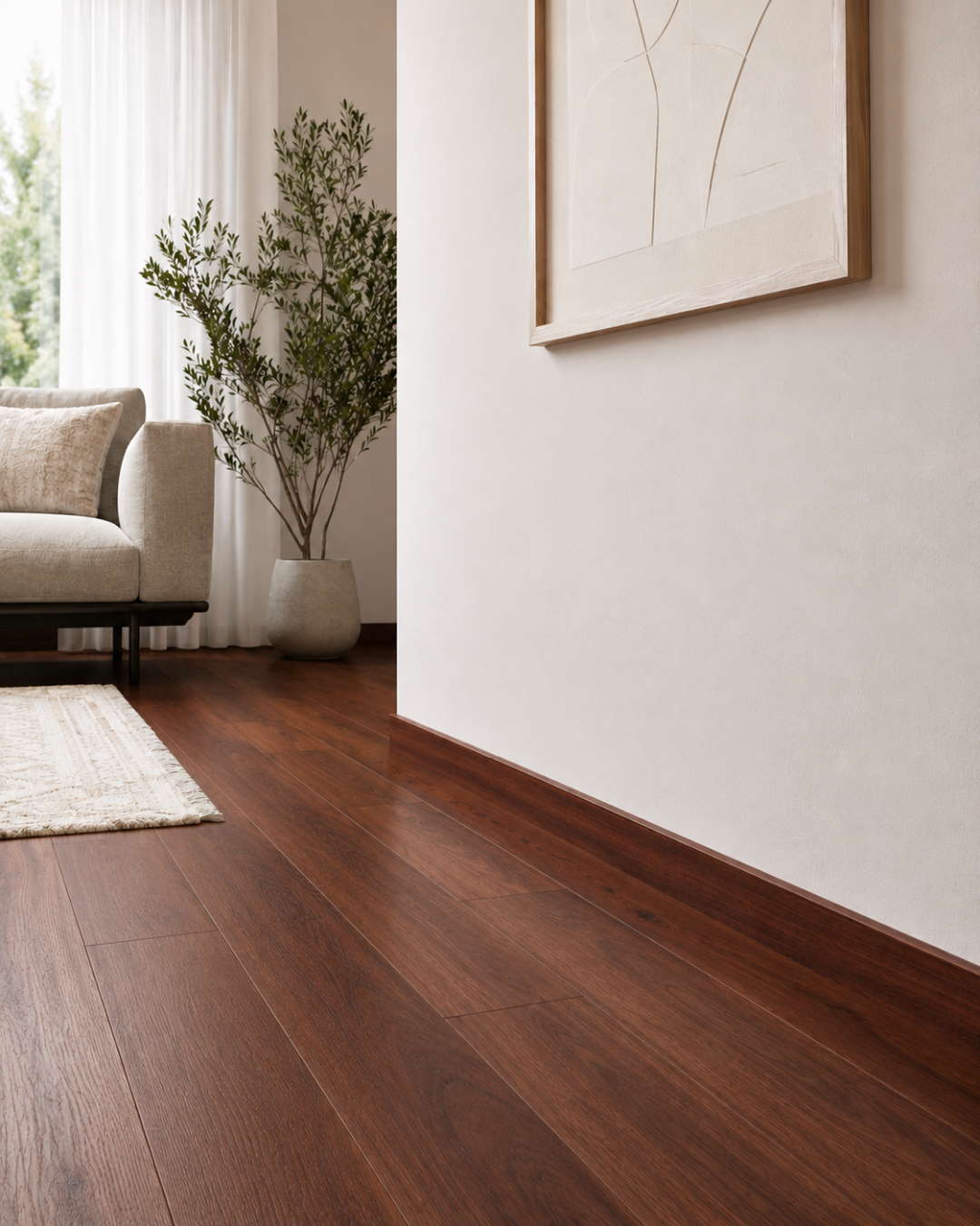 Skirting with wood optics 60 mm Merbau