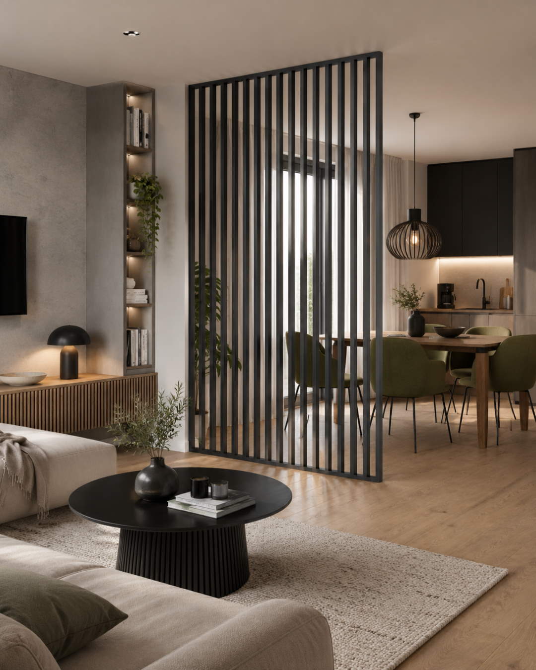 Room divider/ slat wall 580 x 2750 x 65 mm Grey/anthracite
