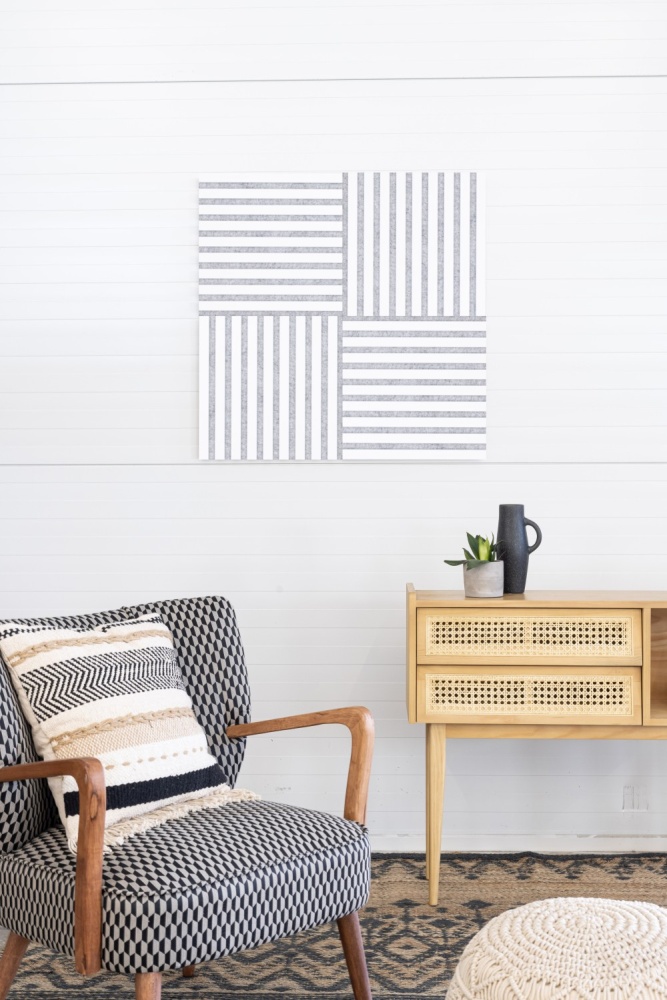 Acoustic panel 400 x 400 mm White - Acoustic felt grey Acoustic panel 400 x 400 mm White - Acoustic felt grey