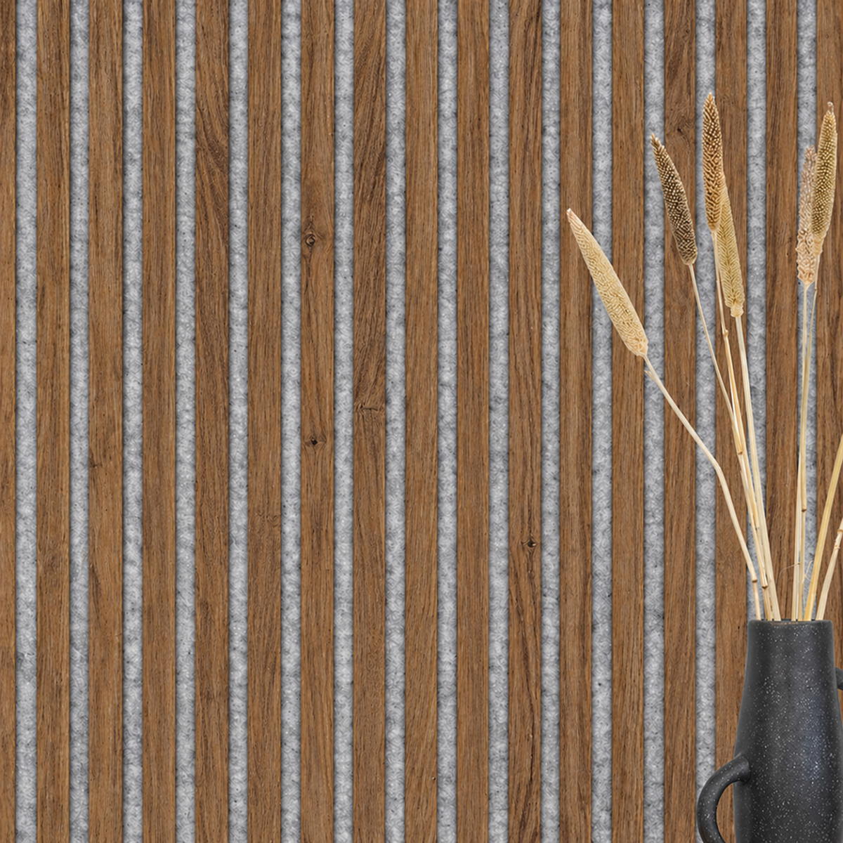 Acoustic+ Acoustic Panel Rustic Oak 400 x 400 mm - Acoustic Felt Gray