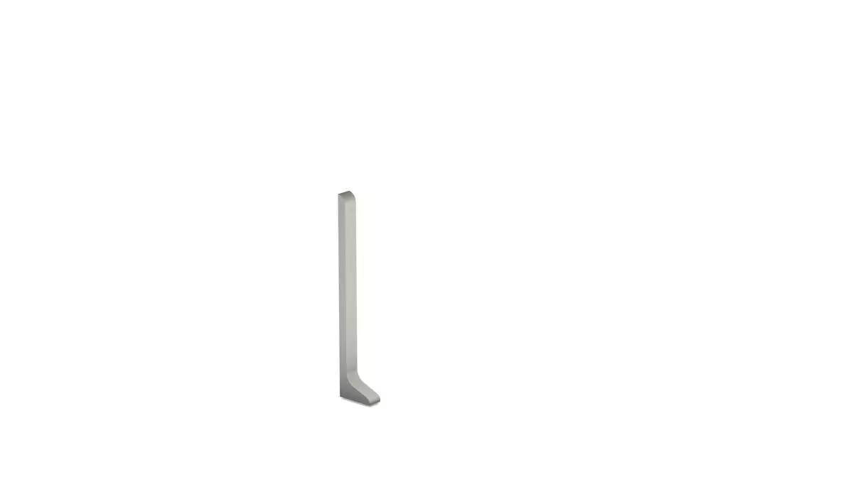 Left end piece for aluminium skirting board for adhesive mounting 60mm - Titanium