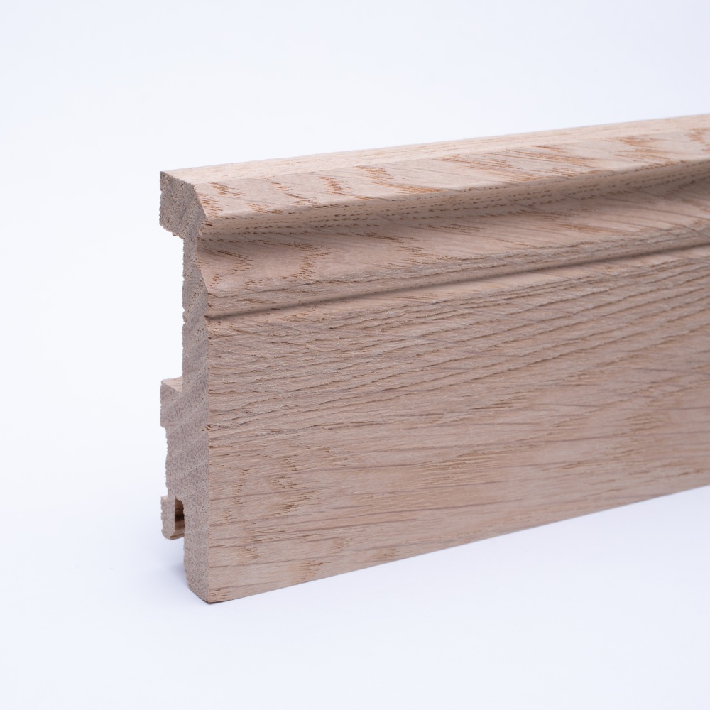 solid wood skirting 80mm with Berlin profile untreated oak