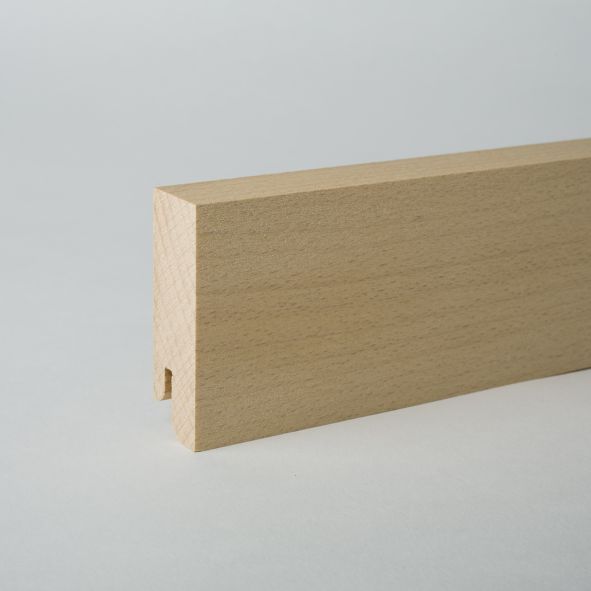 Vierkant Massivholz-Sockelleiste 80mm - Buche roh
