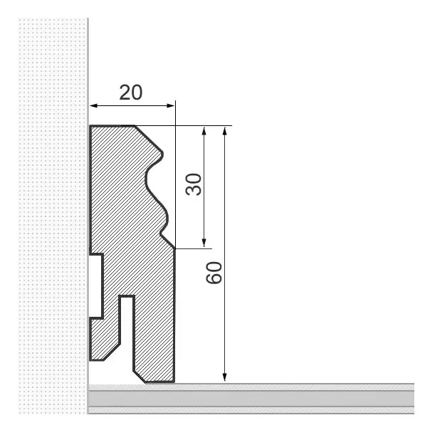 Sockelleiste Berliner Profil 60mm - Kirsche gelackt