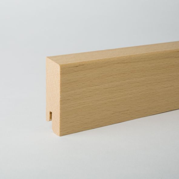 Massivholz Sockelleiste abgeschrägt 80mm - Buche gelackt