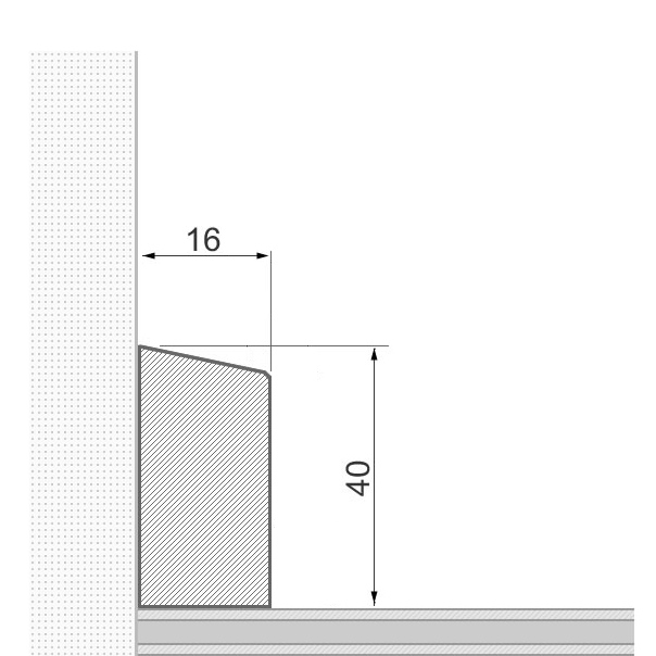 Massivholz-Sockelleiste 40x16mm abgeschrägt - Eiche roh