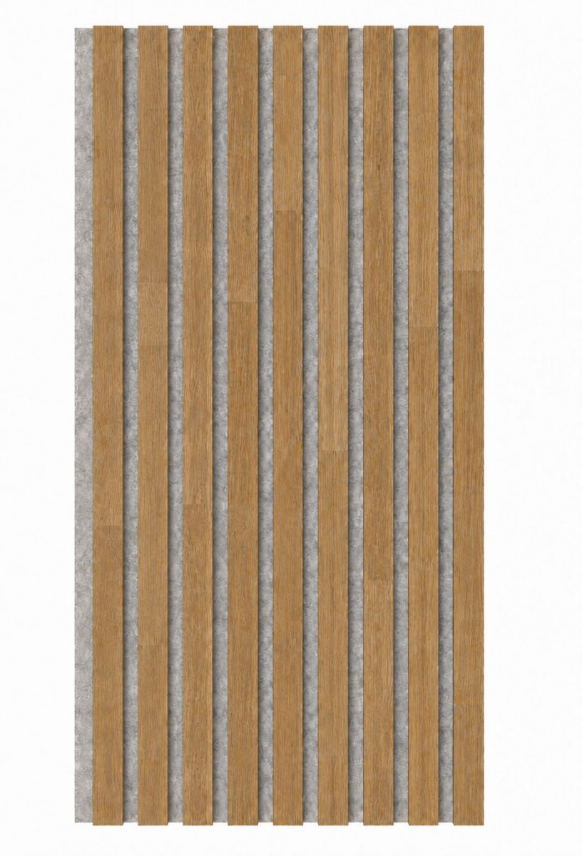 Acoustic+ Massivholz Akustikpaneel Grau 2600 x 400 mm - Eiche Natur - Beige Grey