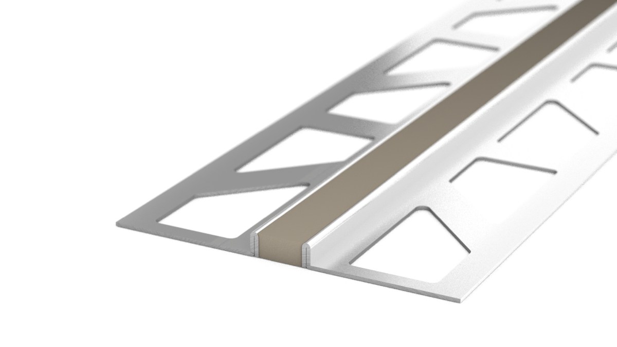 Stainless steel expansion joint - silicone joint - for 3mm coverings - GreyBeige 3m Stainless steel expansion joint - silicone joint - for 3mm coverings - GreyBeige 3m