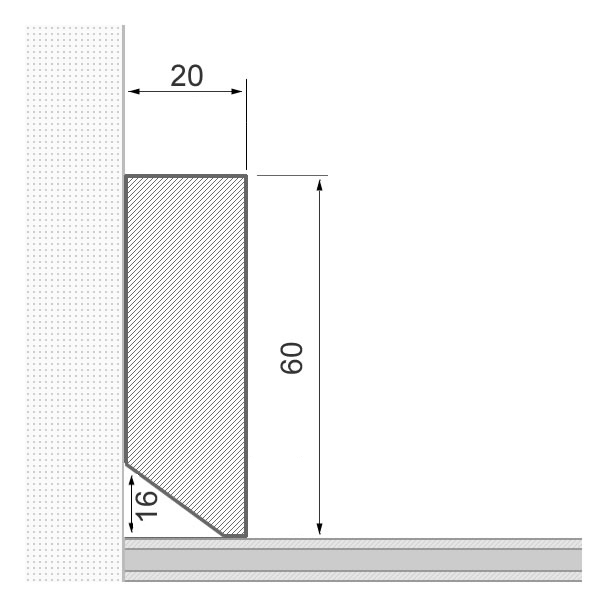 Solid wood skirting board 60x16mm square - raw oak