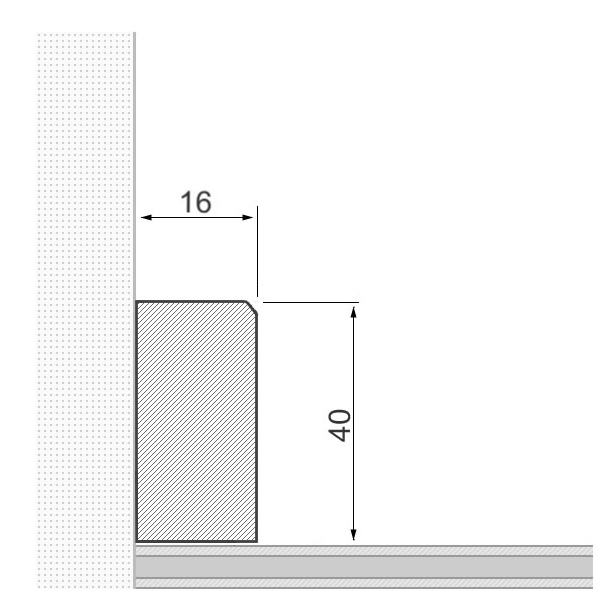 Solid wood skirting board 40x16mm chamfered leading edge  - oak oiled Solid wood skirting board 40x16mm chamfered leading edge  - oak oiled
