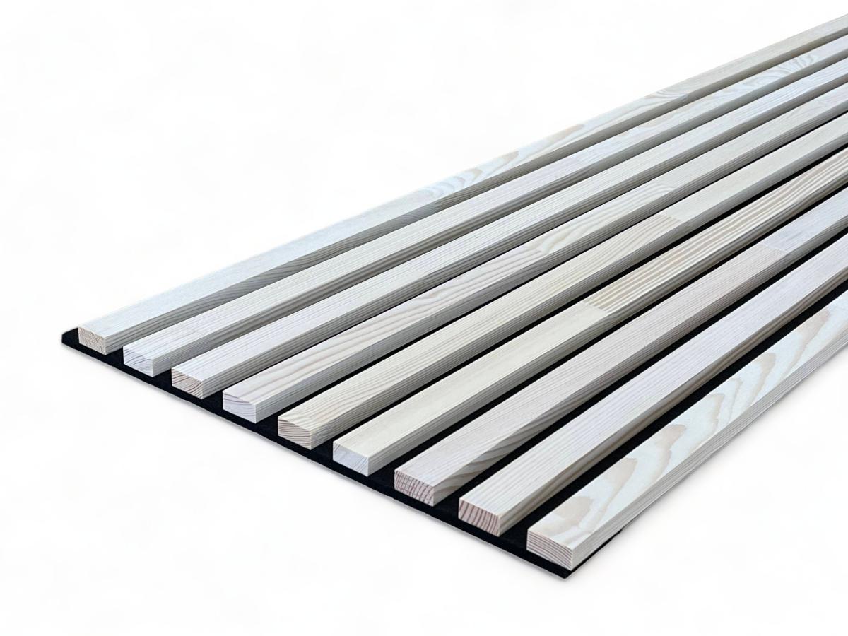 Solid wood acoustic panels 2600 x 400 mm pine - Polar White