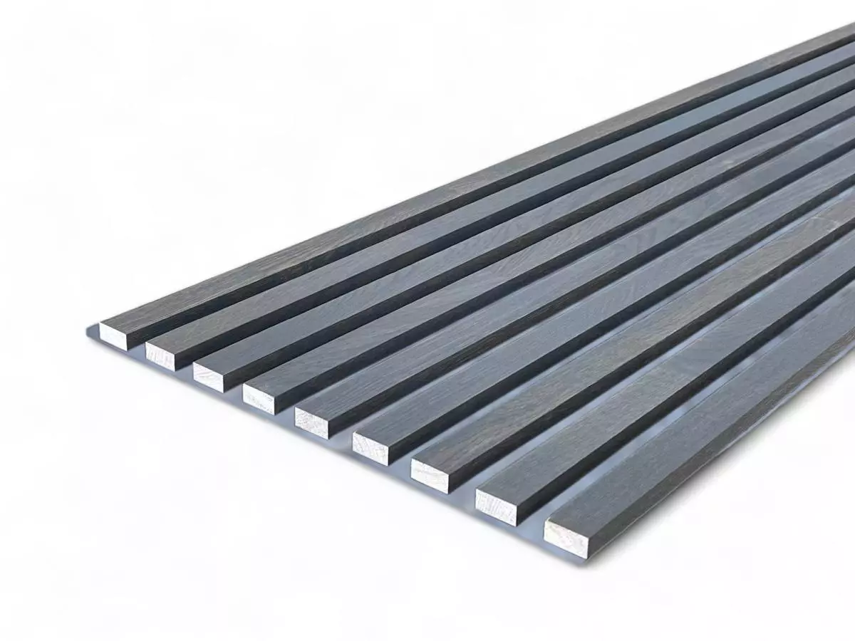 Massivholz Akustikpaneele Grau 2600 x 400 mm Eiche natur - Mountain Grey