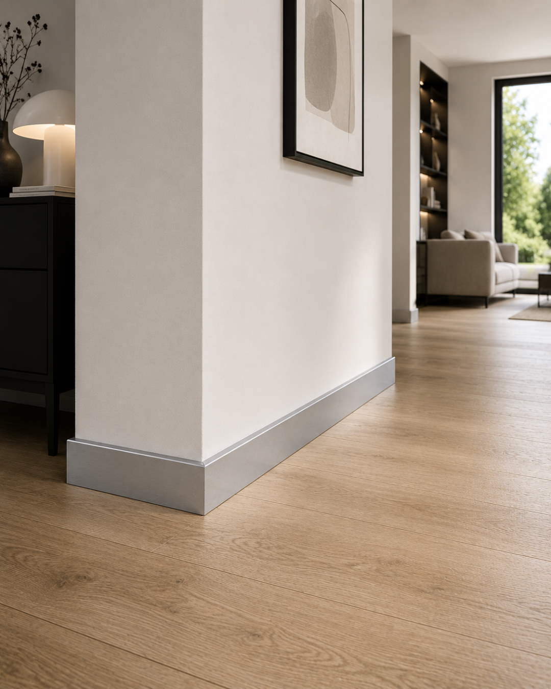 Skirting with wood optics 60 mm high-grade steel decor