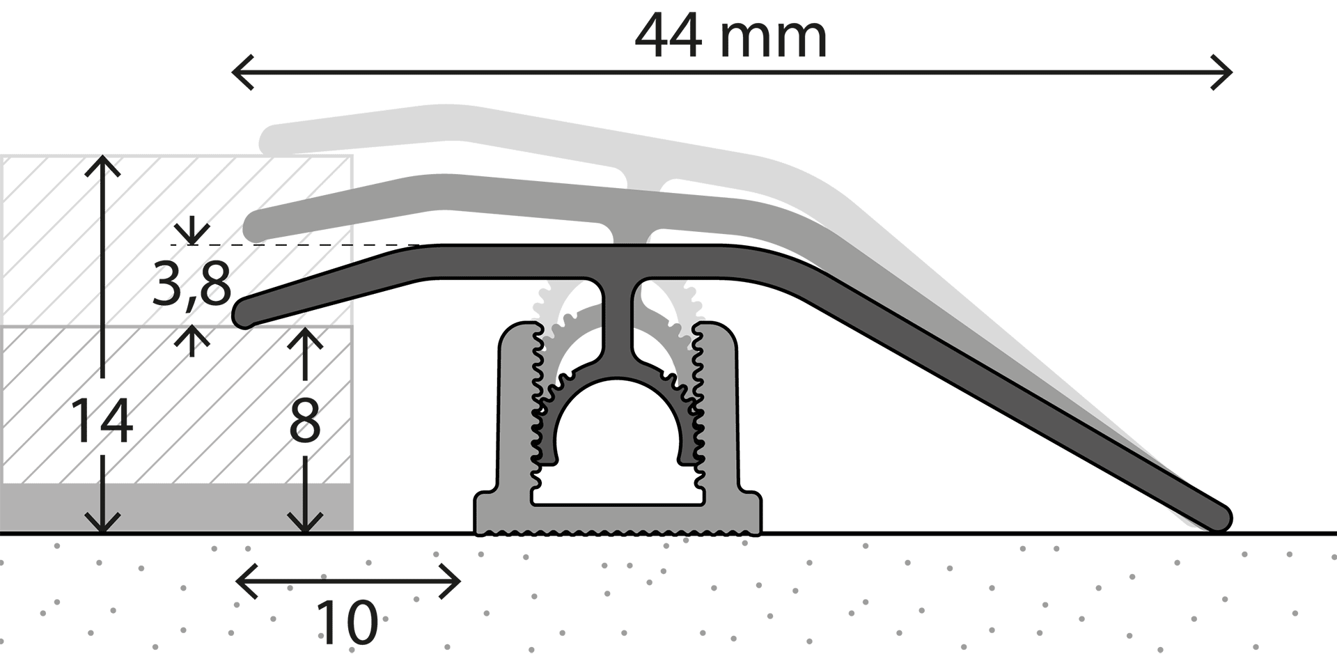 Prinz Profi-Tec CORE Anpassungsprofil 44 mm - Nr. 336 - Edelstahl gebürstet - 200 cm