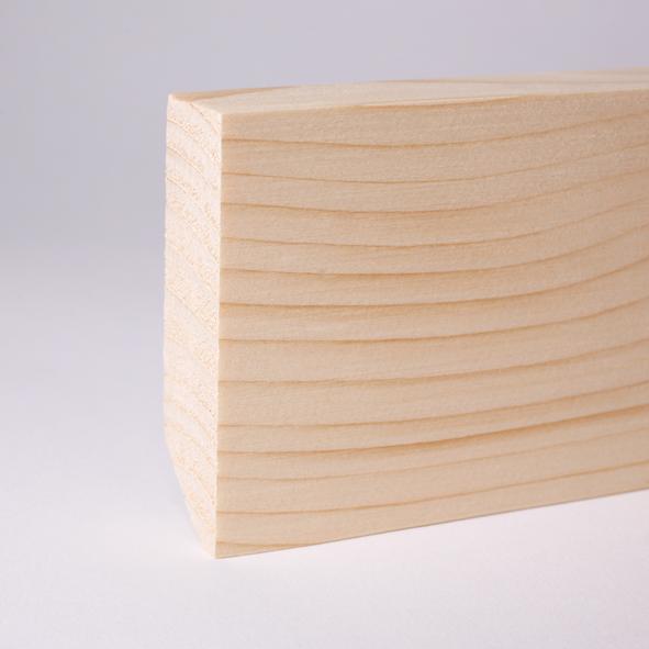 Vierkant Massivholz-Sockelleiste 80mm - Kiefer roh