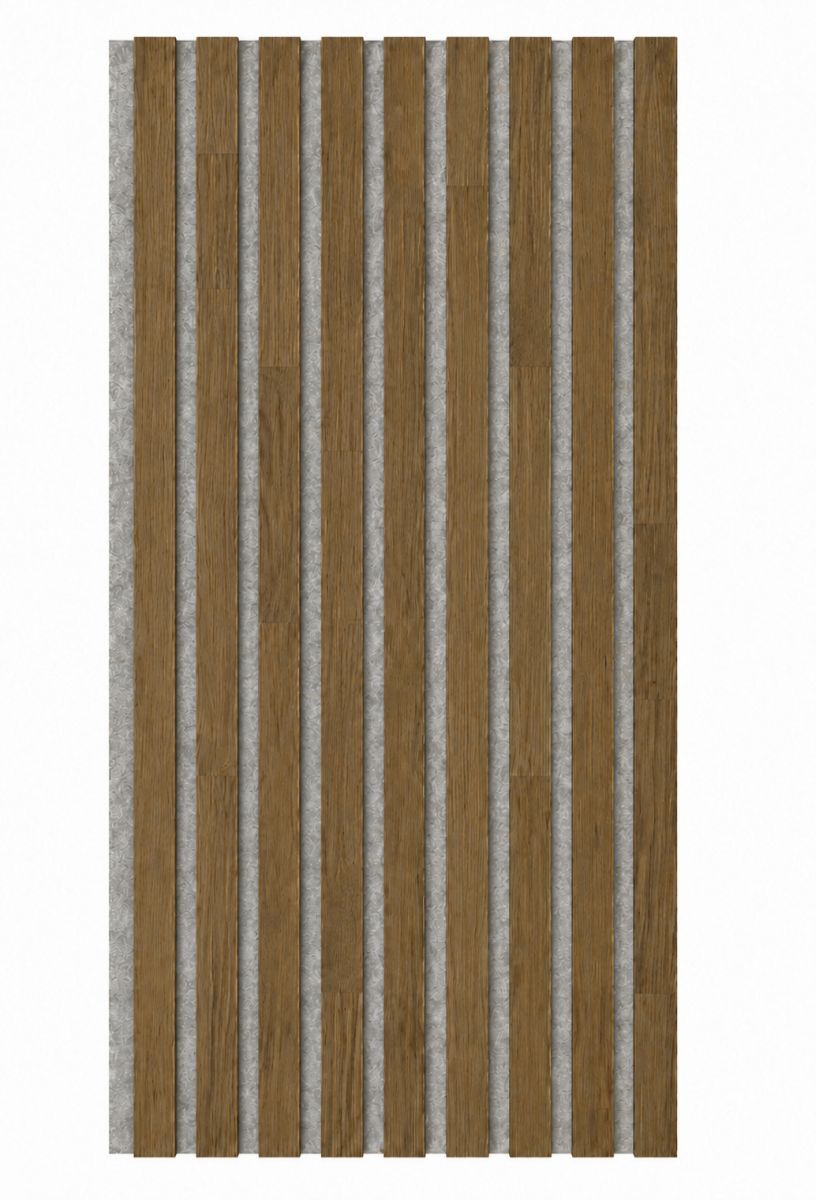 Acoustic+ Massivholz Akustikpaneel Grau 2600 x 400 mm - Eiche Natur - Umbra Grey