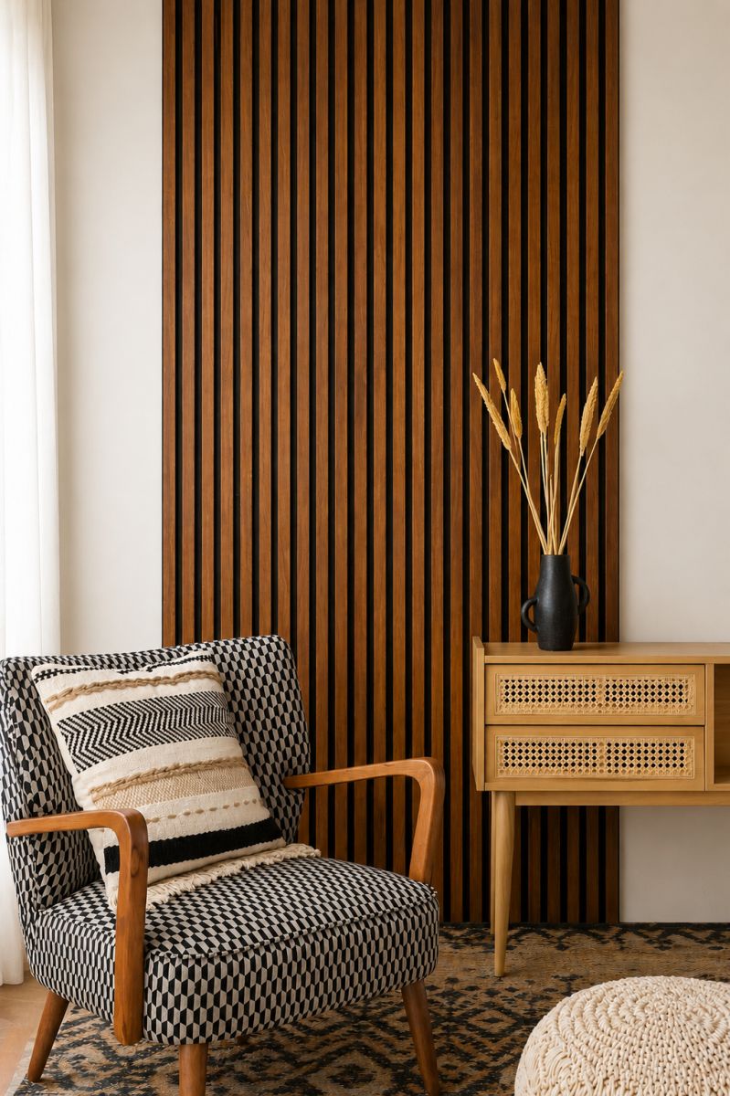 Acoustic+ Acoustic Panel Rustic Oak 2600 x 400 mm - Acoustic Felt Black