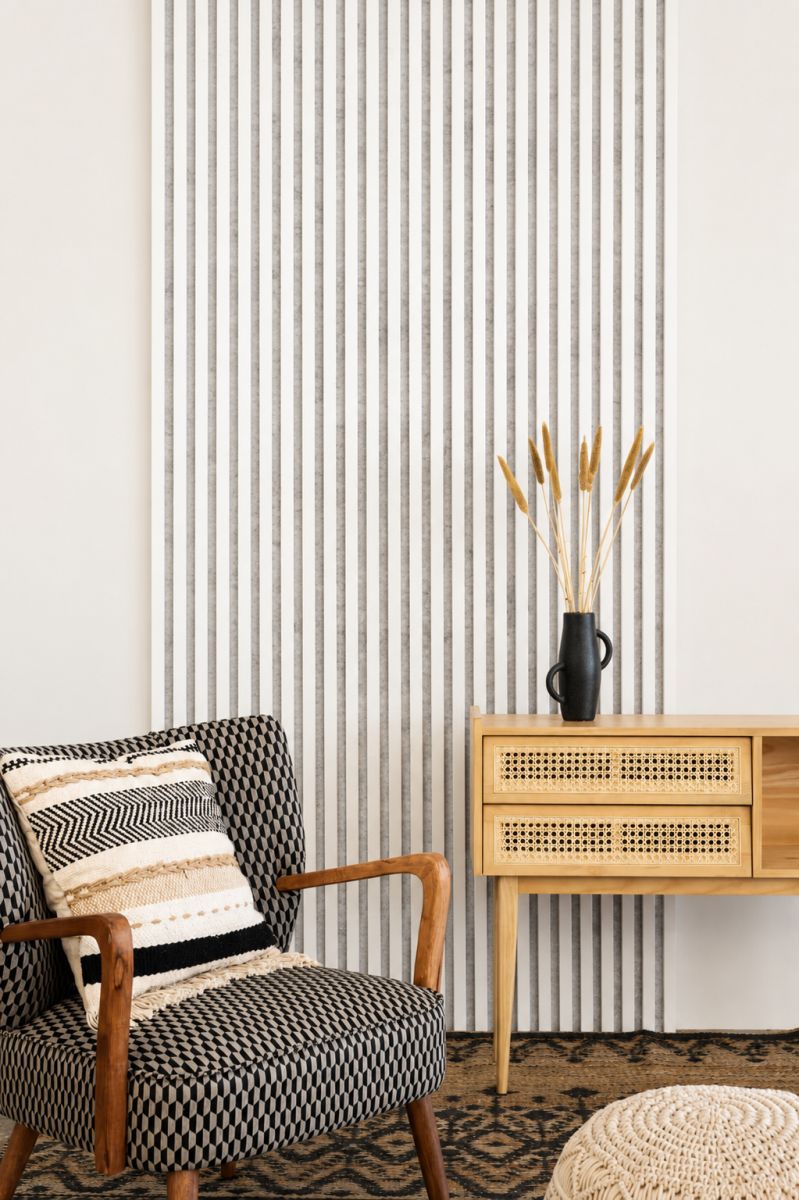 Acoustic+ Acoustic Panel White 2400 x 600 mm - Acoustic Felt Gray