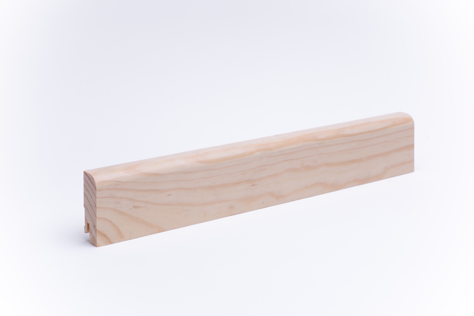 Solid wood skirting 60mm with rounded front edge varnished pine