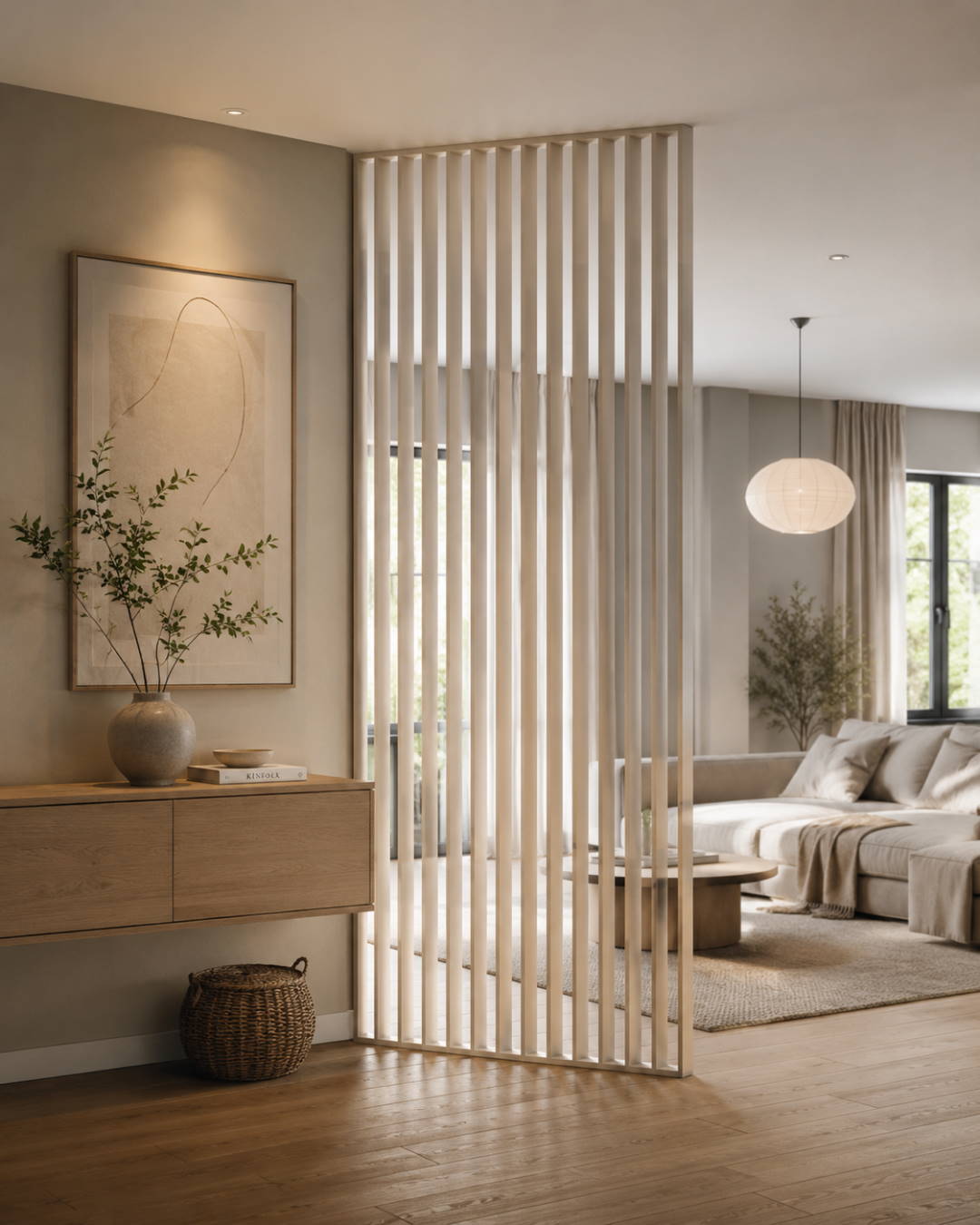 Room divider/ slatwall 580 x 2750 x 65 mm cashmere