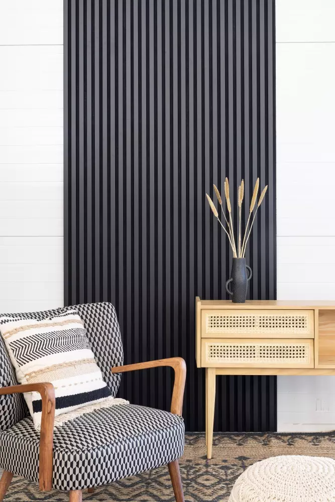 Akustikpaneel 2400 x 600 mm Schwarz - Akustikfilz  Schwarz - Wandverkleidung