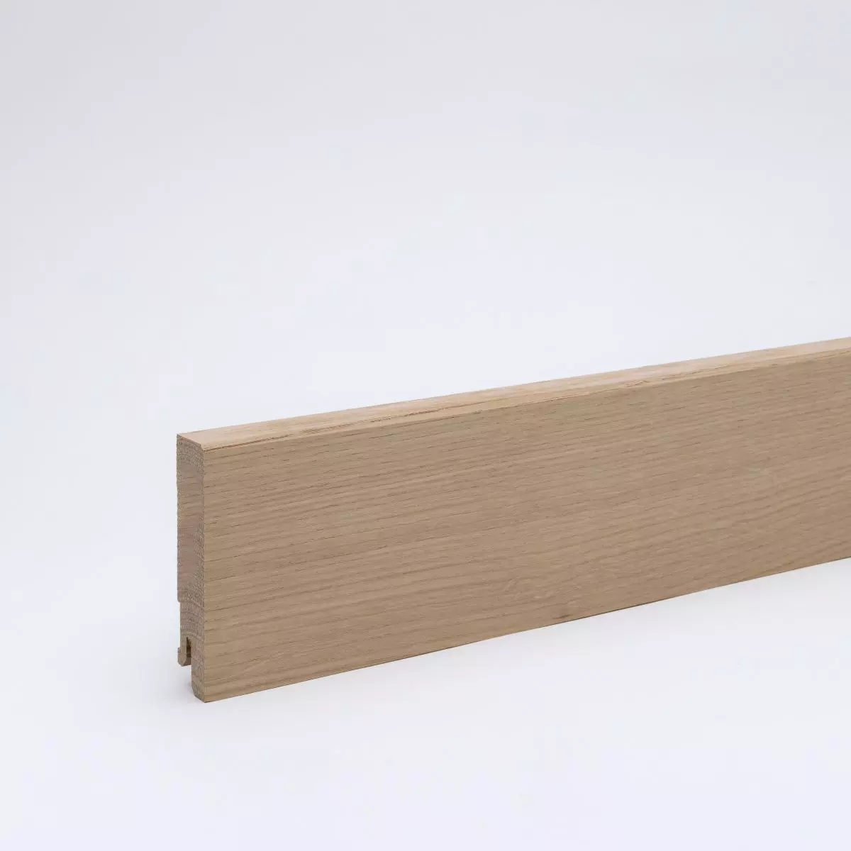 Solid wood skirting board 80x16mm chamfered leading edge  - raw oak