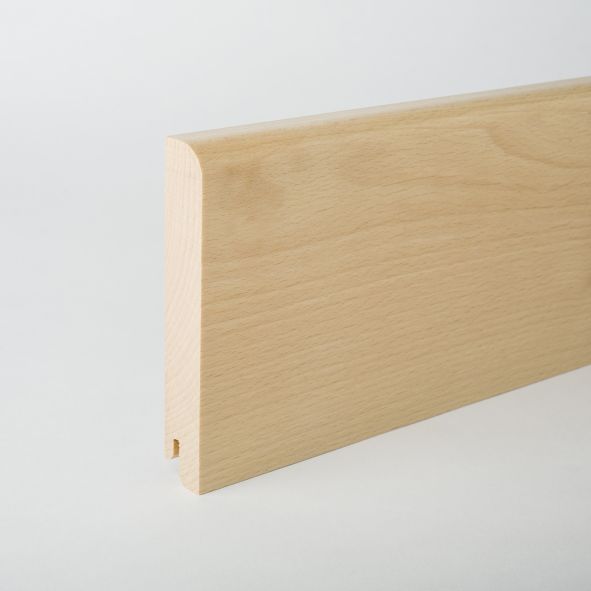 Massivholz-Sockelleiste abgerundet 100mm - Buche gelackt