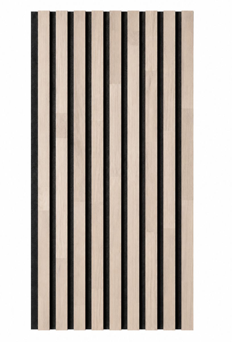 Acoustic+ Solid Wood Acoustic Panel Black 2600 x 400 mm - Natural Oak - Scandic